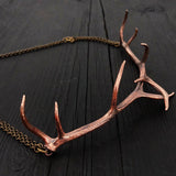 Elk Antler Choker Necklace In Solid Cast Bronze - Handmade Statement Piece