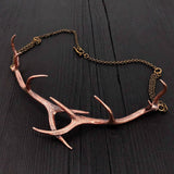 Elk Antler Choker Necklace In Solid Cast Bronze - Handmade Statement Piece