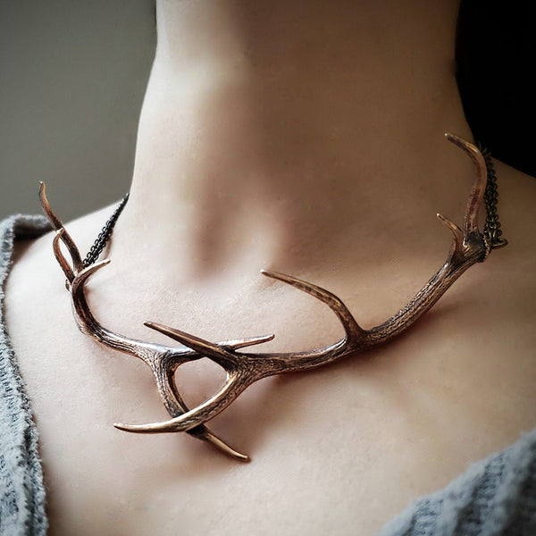Stag Antler Choker on Model