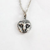 Sterling Silver Owl Pendant – Barn Owl Jewelry With Heart Shaped Charm