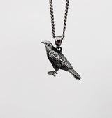 Silver Standing Raven Necklace Charm Pendant in Solid Hand Cast 925 Sterling Silver - Standing Crow Bird Unisex Nature Jewelry Gift