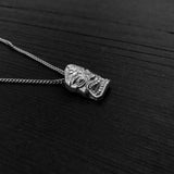Sterling Silver Tiki Mask Pendant - Small 3/4" x 1/2" - Unique Layering Necklace with Hidden Bail