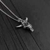 Solid Sterling Silver Bison Skull Necklace - Detailed Americana Jewelry - Unisex Statement Jewelry Gift