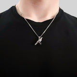 Silver Standing Raven Necklace Charm Pendant in Solid Hand Cast 925 Sterling Silver - Standing Crow Bird Unisex Nature Jewelry Gift