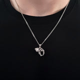 Sabre Tooth Animal Skull Charm Pendant Necklace - Solid 925 Sterling Silver - Unisex Ice Age Smilodon Inspired Jewelry Gift