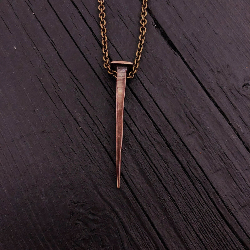 Nail Pendant Necklace Casket Nail Vampire Necklace Gothic Jewelry Builder Necklace Unique Jewelry Handcrafted Bronze
