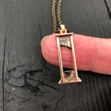 Bronze Guillotine Charm Pendant Necklace Rustic Oxidised Finish Protest Jewelry