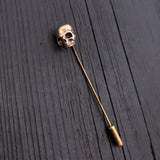 Bronze Ascot Stickpin – Human Skull Pin with Oxidized Bronze Finish & Secure Clutch