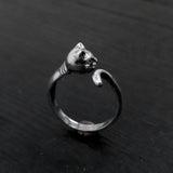 Kitty Cat Ring - Adjustable Silver Cat Tail Finger Wrap With Whisker Detail