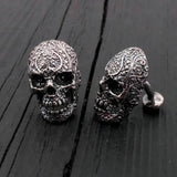 Sugar Skull Cufflinks – Oxidized Bronze Floral Skull Accessories by Moon Raven Designs