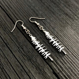 Sterling Silver Tree Earrings – Hand Cast Evergreen Spruce Silhouette Jewelry