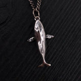Humpback Whale Necklace – Sterling Silver Marine Life Pendant, Hand Cast Charm