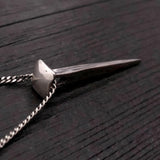 Sterling Silver Pendant - Coffin Nail Necklace With Pyramid Charm | Unique Statement Jewelry