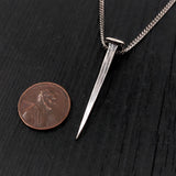 Sterling Silver Pendant - Coffin Nail Necklace With Pyramid Charm | Unique Statement Jewelry