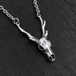Sterling Deer Skull Pendant Necklace - Moon Raven Designs