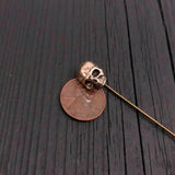 Bronze Ascot Stickpin – Human Skull Pin with Oxidized Bronze Finish & Secure Clutch
