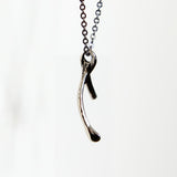 Wish Bone Necklace - Handcrafted Oxidized Silver Pendant by Moon Raven Designs