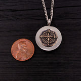 Compass Rose Cremation Necklace – Bronze Memorial Urn Pendant