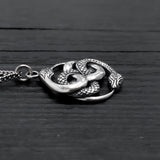 Sterling Silver Auryn Necklace – Mythic Entwined Serpent Pendant