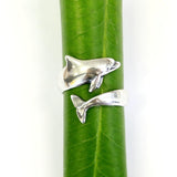 Dolphin Wrap Ring – Sterling Silver Animal Band, Nature Inspired Ocean Jewelry