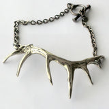 Elk Antler Necklace – Hand Carved Antler Jewelry with Oxidized Silver Finish