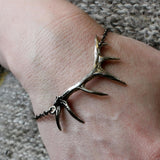 Elk Antler Necklace – Hand Carved Antler Jewelry with Oxidized Silver Finish