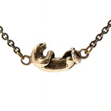 Floating Otter Necklace – Handcrafted Bronze Otter Pendant With Claw Clasp