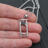 Gothic Necklace, Sterling Silver Guillotine Pendant for Dark Academia, Witchy Historical Macabre Jewelry