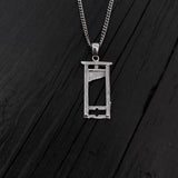 Gothic Necklace, Sterling Silver Guillotine Pendant for Dark Academia, Witchy Historical Macabre Jewelry