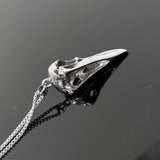 Raven Skull Necklace - Sterling Silver Pendant With Detailed Bird Skull Design