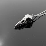 Raven Skull Necklace - Solid Cast 925 Sterling Silver - Polished Finish - Unisex Bird Skull Gift For Him or Her - Multiple Chain Options