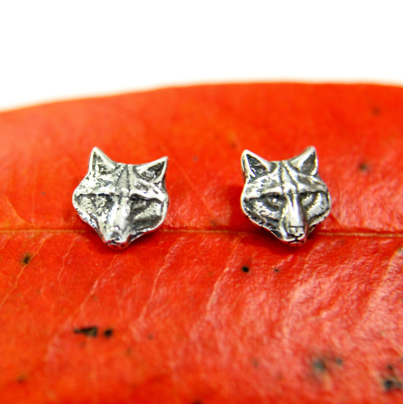Wolf Stud Earrings Sterling Silver Grey Wolf Pack Post Earrings