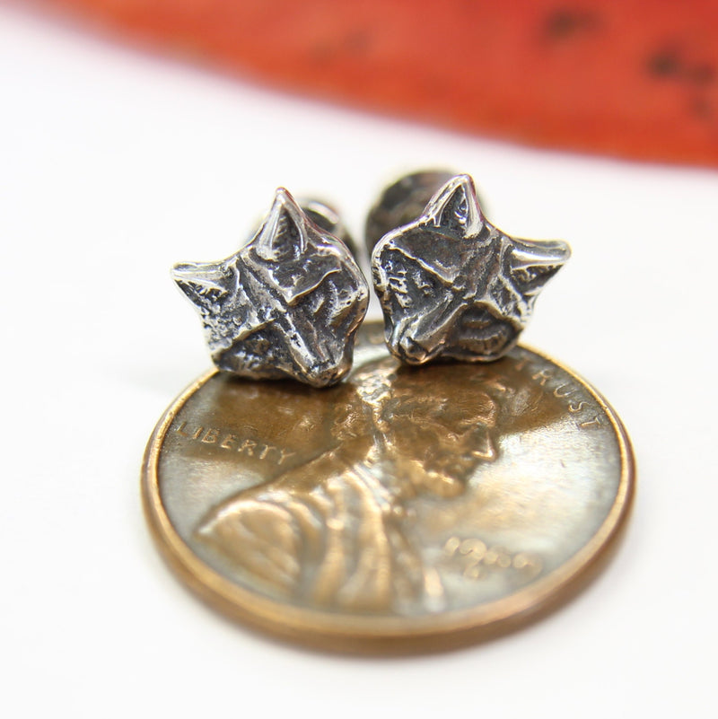 Wolf Stud Earrings Sterling Silver Grey Wolf Pack Post Earrings