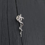 Silver medical pin with snake entwined around staff | Moon Raven