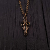 Tiny Grey Wolf Skull Charm Necklace - Moon Raven Designs 