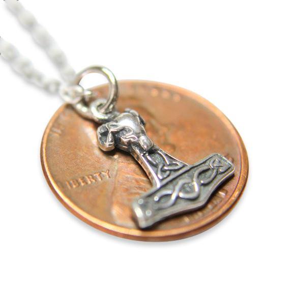 Tiny Mjolnir Rams Head Thors Hammer Necklace - Moon Raven Designs