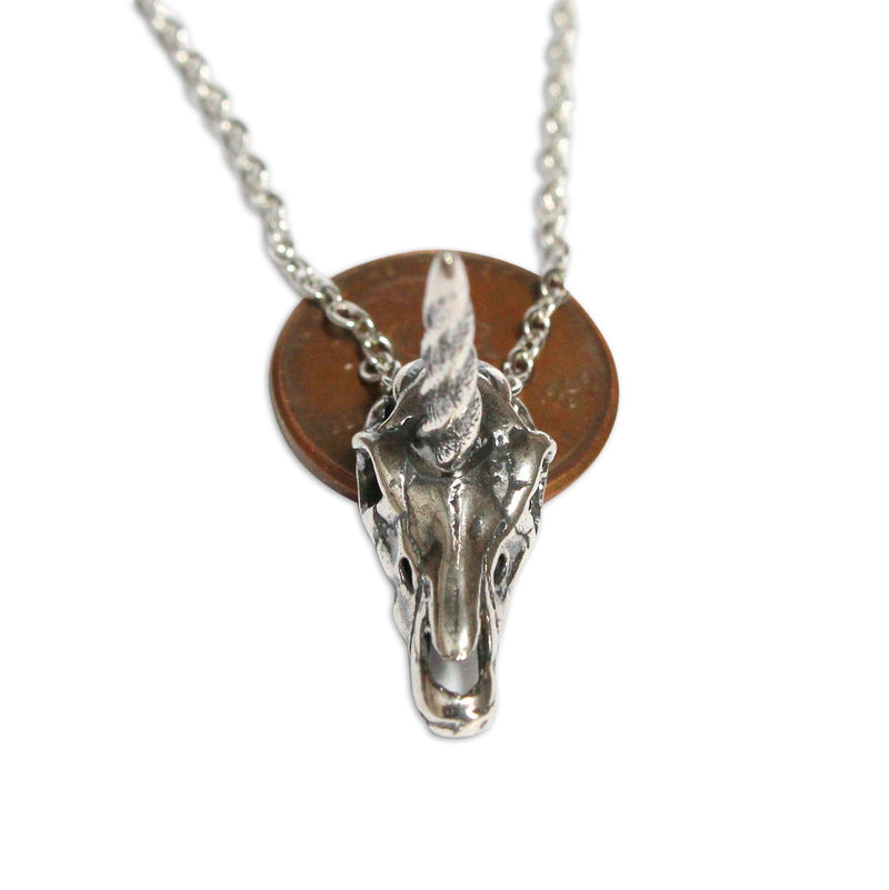 Unicorn Skull Pendant Necklace - Moon Raven Designs