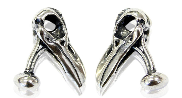Raven Skull Cufflinks Ornate Silver Raven Skull Cuff Links - Moon Raven Designs