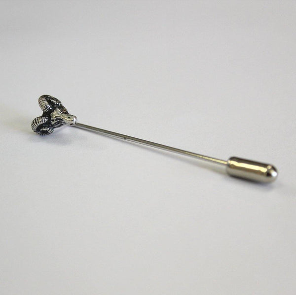 Ram Ascot Stickpin Stick Pin Lapel Sterling Pin - Moon Raven Designs