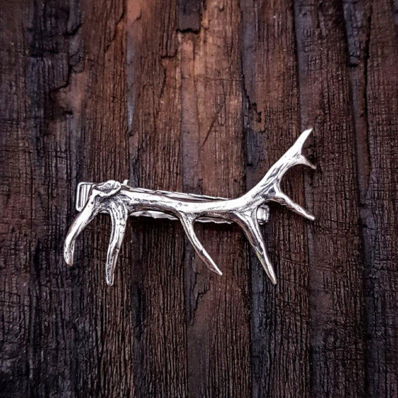 Silver Elk Antler Tie Bar - Moon Raven Designs