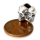 Triple Skull Charm - 925 Sterling Silver European Style Bracelet Bead - Fits: Pandora, Chamilia & Compatible Brands - Moon Raven Designs