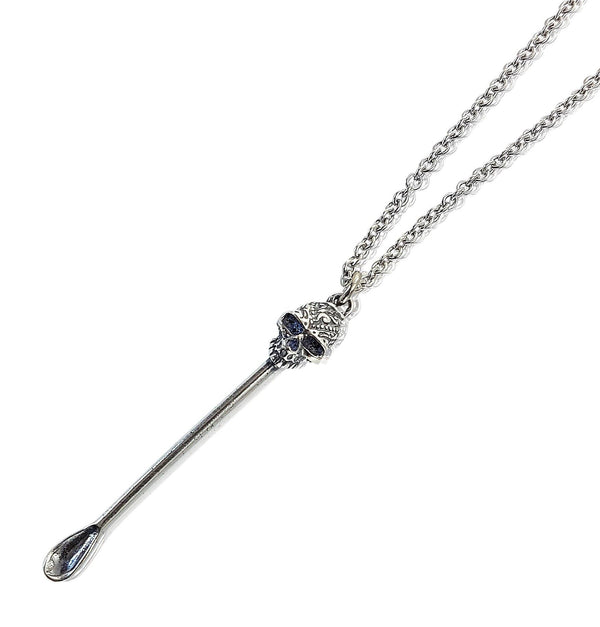 Sugar Skull Spoon Snuff Necklace Solid .925 Sterling Silver - Moon Raven Designs