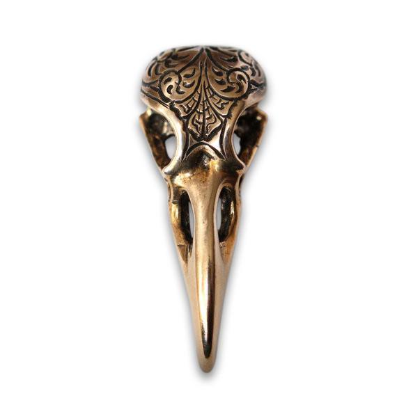 Engraved Raven Skull Pendant - Moon Raven Designs