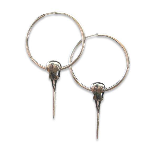 Hummingbird Skull Hoop Earrings - Moon Raven Designs