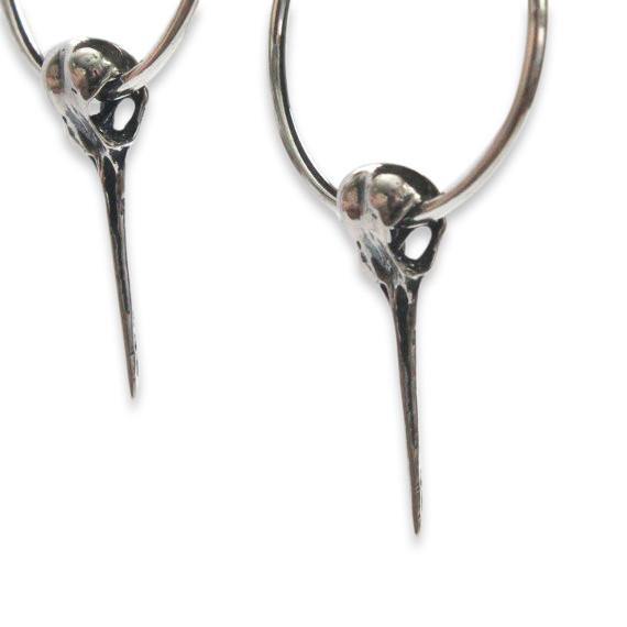 Hummingbird Skull Hoop Earrings - Moon Raven Designs
