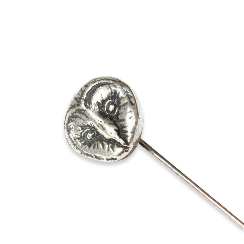 Sterling Silver Tiny Barn Owl Ascot Stickpin - Moon Raven Designs