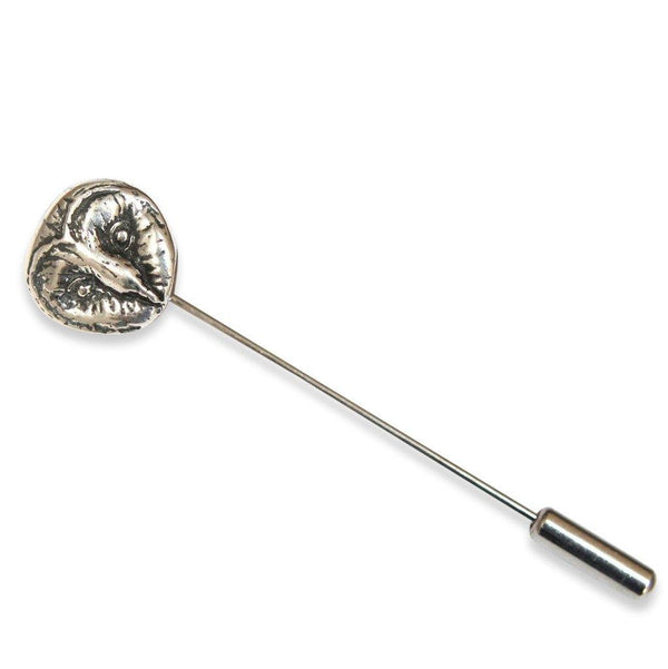 Sterling Silver Tiny Barn Owl Ascot Stickpin - Moon Raven Designs