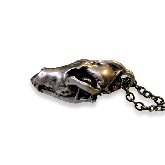 Wolf Skull Pendant Necklace - 3D Bronze Miniature - Moon Raven Designs