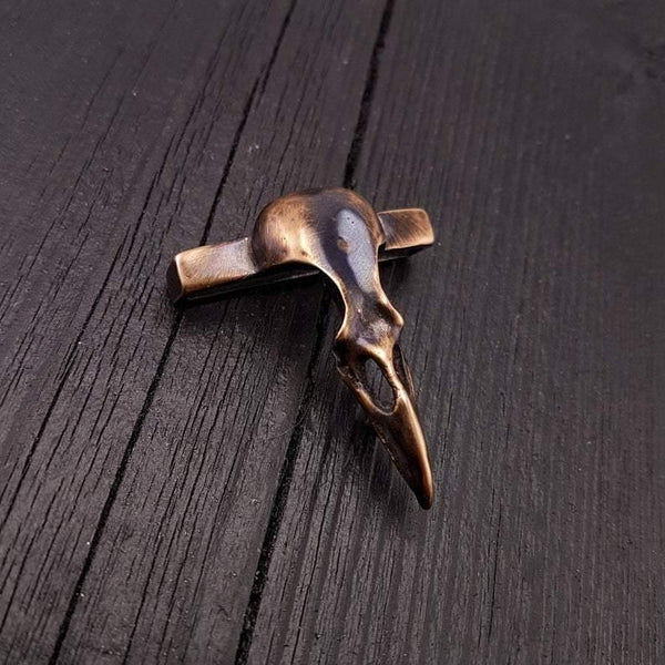 Crow Skull Belt Buckle Solid Hand Cast Bronze Fits 1.5 Inch Belt Oxidised Antique Finish Raven Skull - Moon Raven Designs