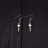 Sterling Silver Raven Skull Earrings Solid Hand Cast 925 Sterling Silver Surgical Stainless Steel Hooks - Moon Raven Designs